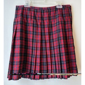 Liz Claiborne Red and Black Plaid Skater Skirt